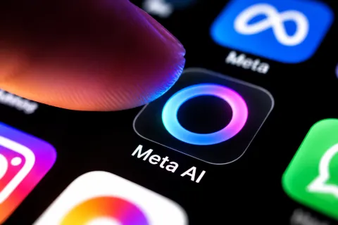 Meta AI logo displayed on a smartphone screen