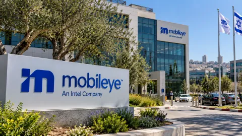 AI-generated image of a Mobileye-branded technology campus in Israel, illustrating Mobileye layoffs 2025 and the company's workforce restructuring.