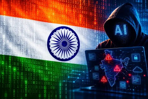 India’s flag with digital code representing rogue AI agents and cybersecurity risks