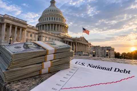 U.S. Capitol building in Washington, D.C., representing U.S. federal debt reaching 100% of the nation’s gross domestic product in 2026.