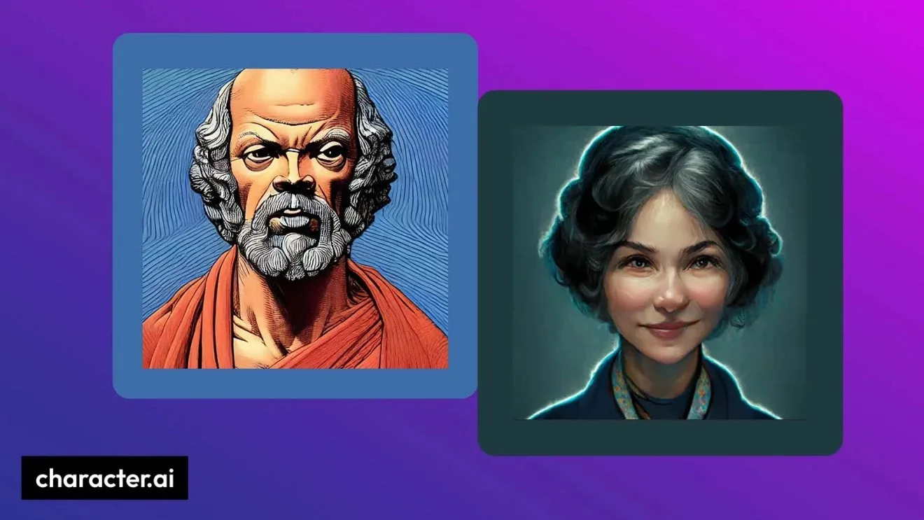 Character.AI with two AI-generated character portraits