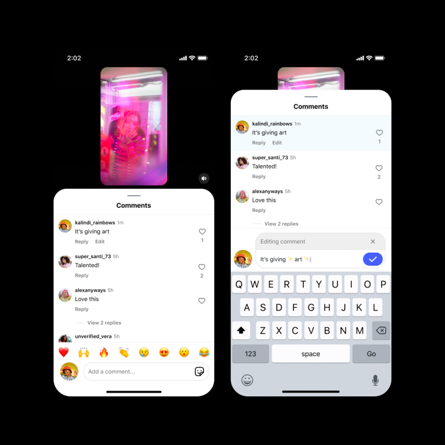 Instagram introduces a comment editing feature for users