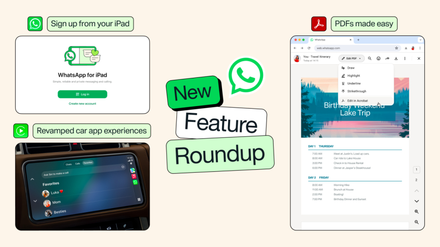 WhatsApp Adds Apple CarPlay, Android Auto and iPad Account Support