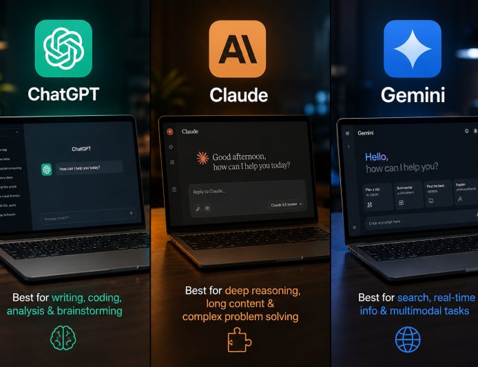 ChatGPT vs Claude vs Gemini: Which AI Assistant Is Best for Each Task?